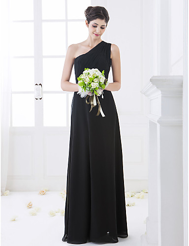 Sheath/Column One Shoulder Floor-length Chiffon Bridesmaid Dress